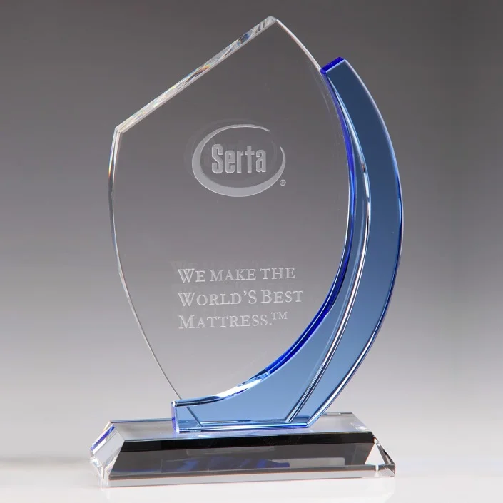 blue and clear crystal award