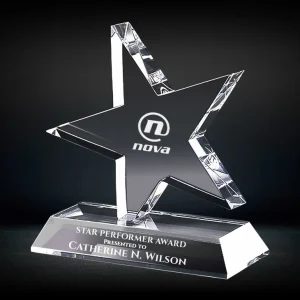 clear crystal star shaped award