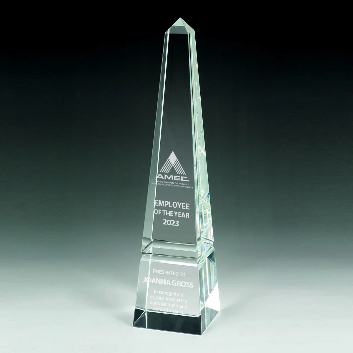 clear obelisk crystal tower award