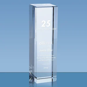 clear rectangular crystal pillar award