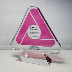 color printed crystal logo cut award