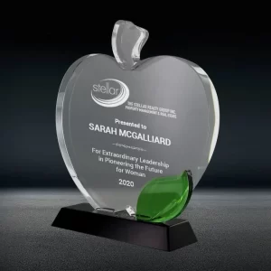 crystal apple plaque award