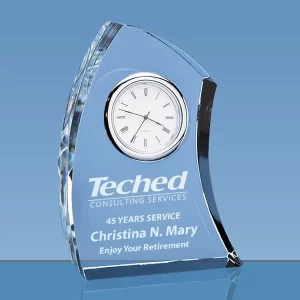 crystal curved clock award