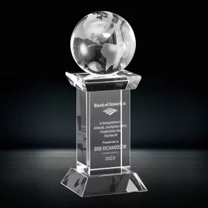 crystal globe column trophy award