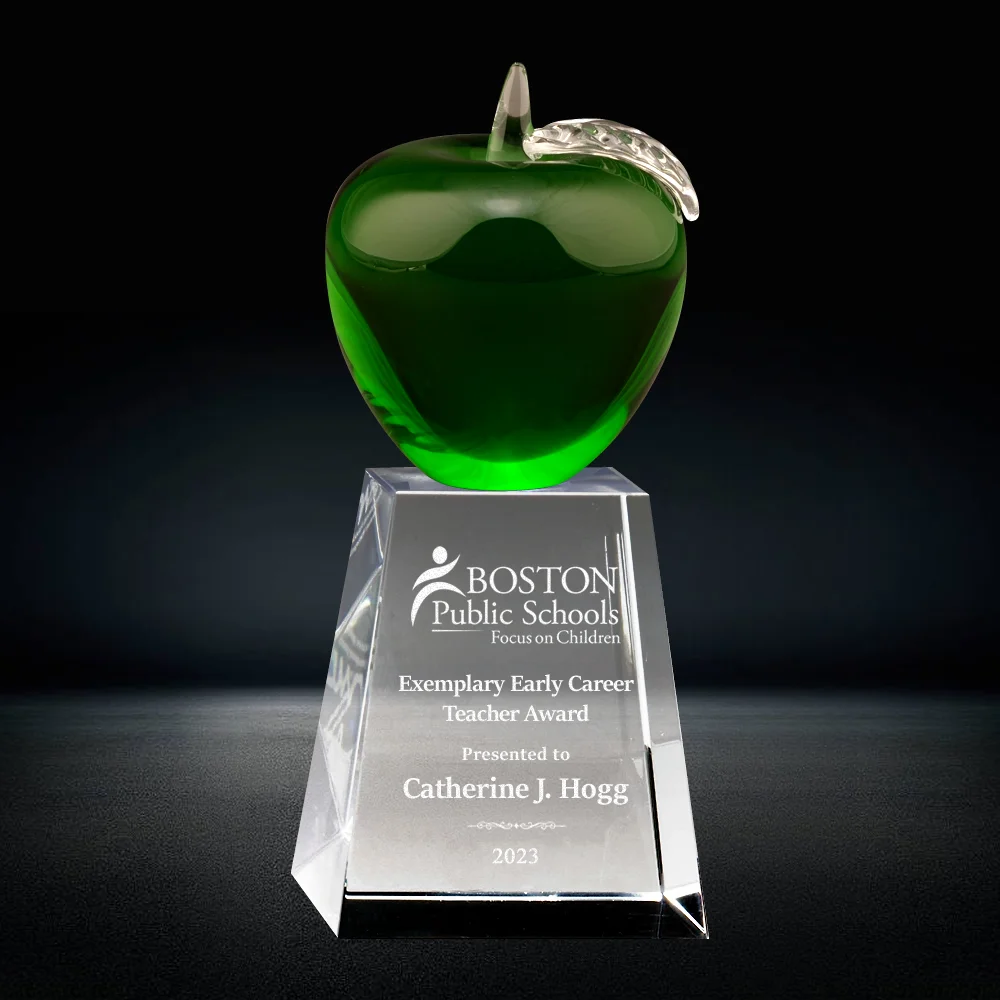 crystal green apple trophy award