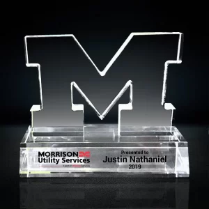 crystal letter M award