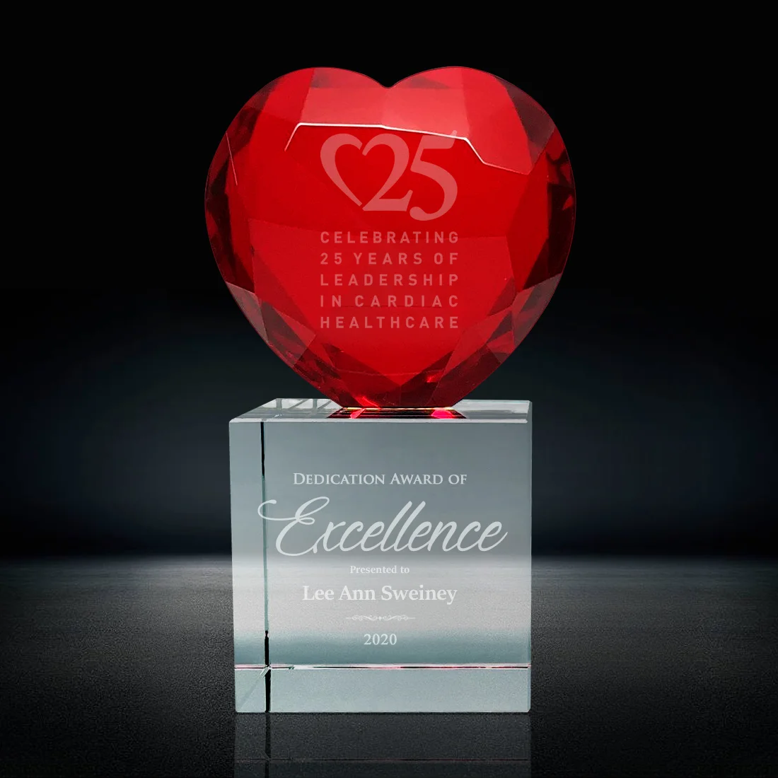 crystal red heart award