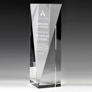 deep V cut crystal pillar award