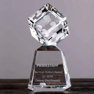 dice crystal trophy award