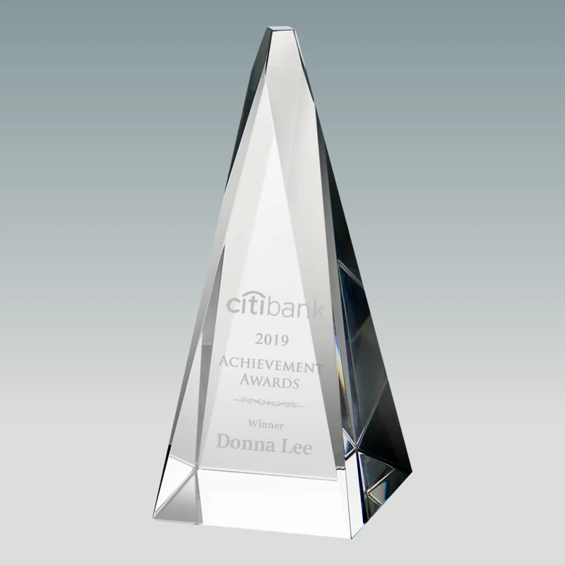 faceted pyramid crystal award