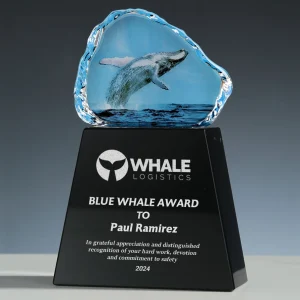 full color photo printed whale crystal award