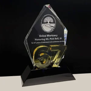 golden crystal 67 years of service award