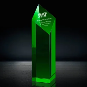 green crystal diamond column award