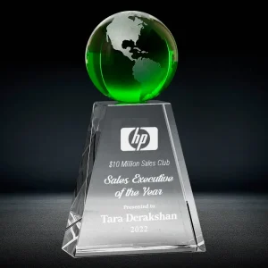 green globe crystal award