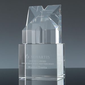 letter X shape crystal award