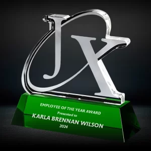 logo shaped crystal award