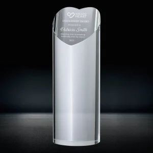 optical crystal heart pillar award