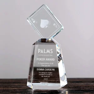 poker crystal trophy award