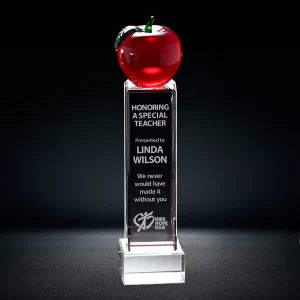 red crystal apple trophy award
