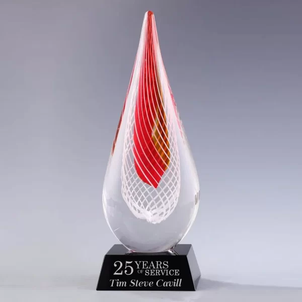 red drop art glass award