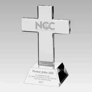 religious cross crystal award