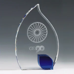 selfstanding leaf crystal award plaque