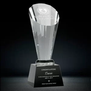 slanted crystal multi-faceted trophy award
