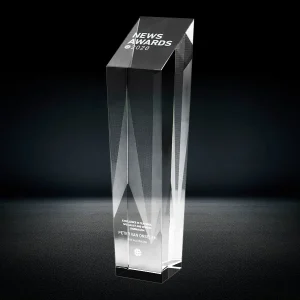 slanted crystal rectangle tower award