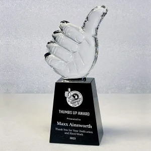 thumbs up crystal award