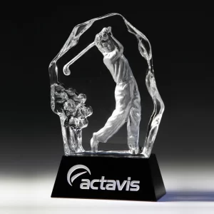 3d crystal golfer sculpture iceberg award