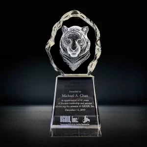3d crystal tiger trophy award