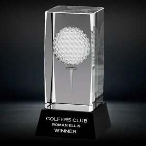 3d golf ball crystal cube award