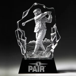 3d male golfer sculpture crystal golf award