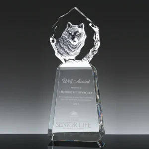3d wolf crystal trophy award