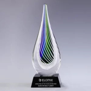 art glass droplet award