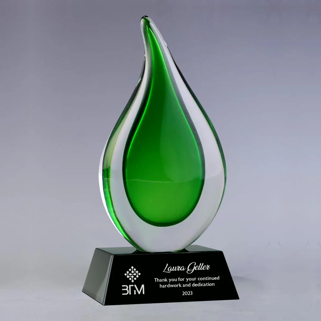 art glass green drop award