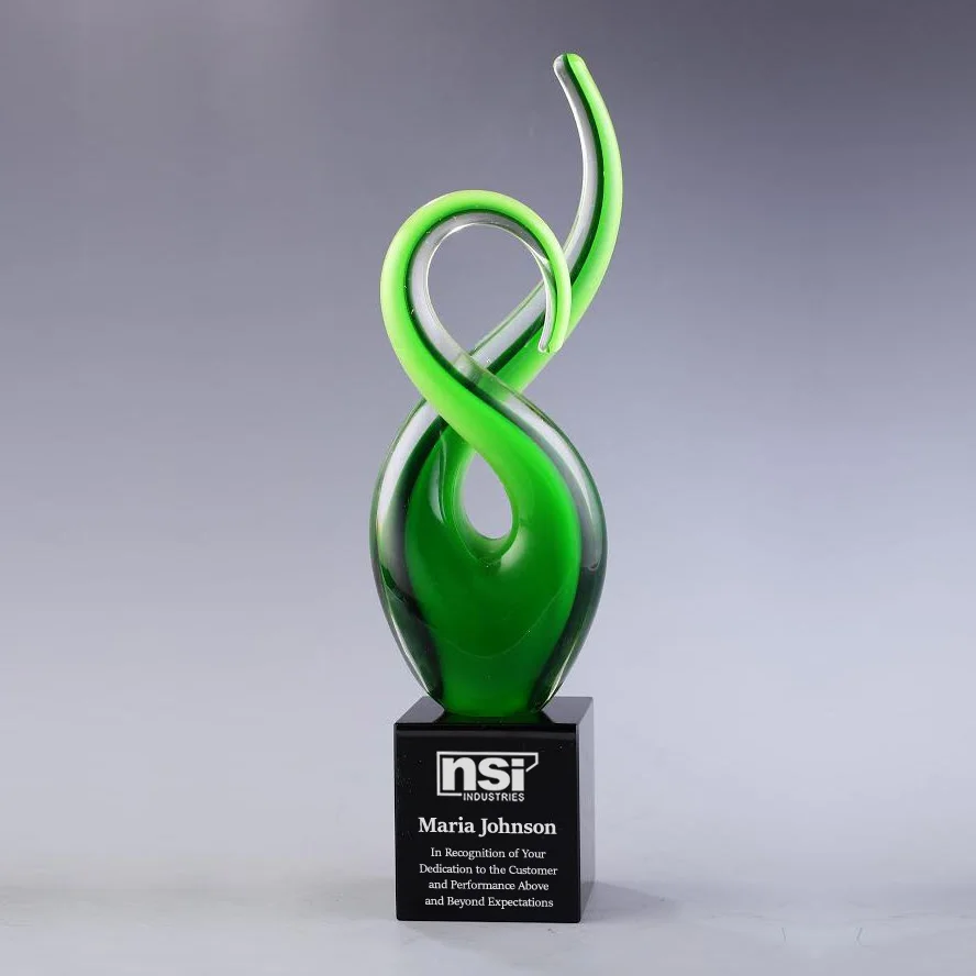 art glass green twist award