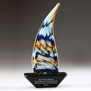 art glass regatta sailboat award