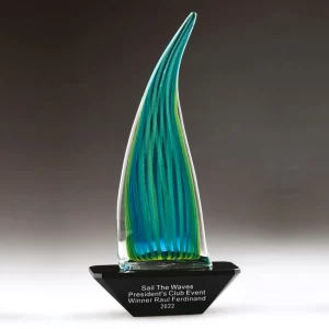 art glass sailing boat award