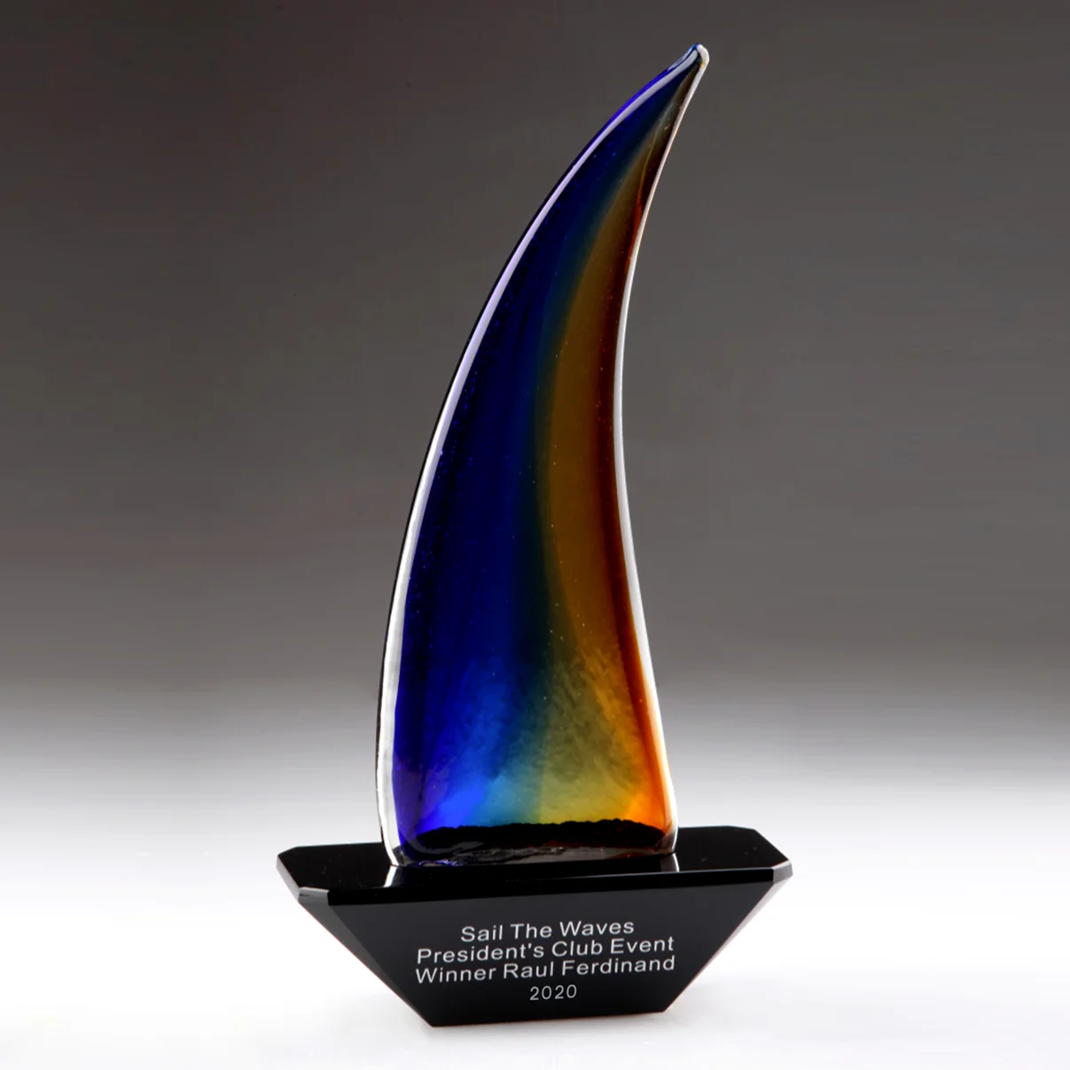 art glass sailing boat award