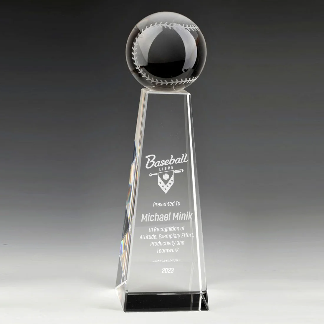 baseball crystal tower award