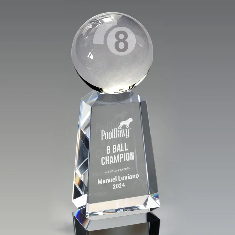 billiards pool 8 ball crystal trophy award