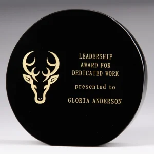 black crystal circle plaque award