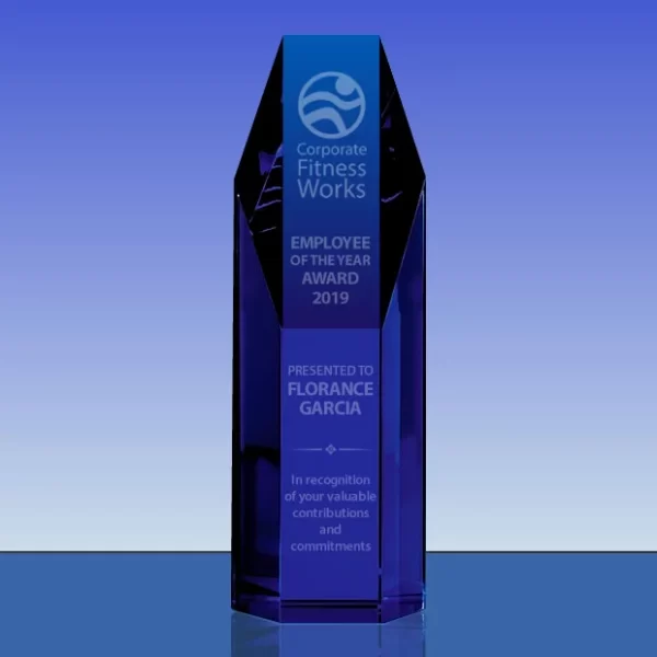 blue crystal hexagon tower award