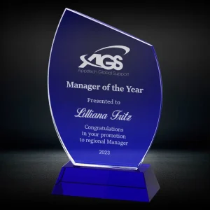 blue crystal peak award plaque