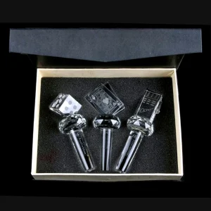 casino themed crystal wine stopper set executive gift