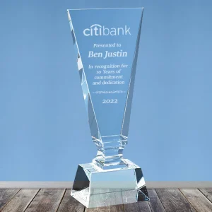 clear fan crystal trophy award