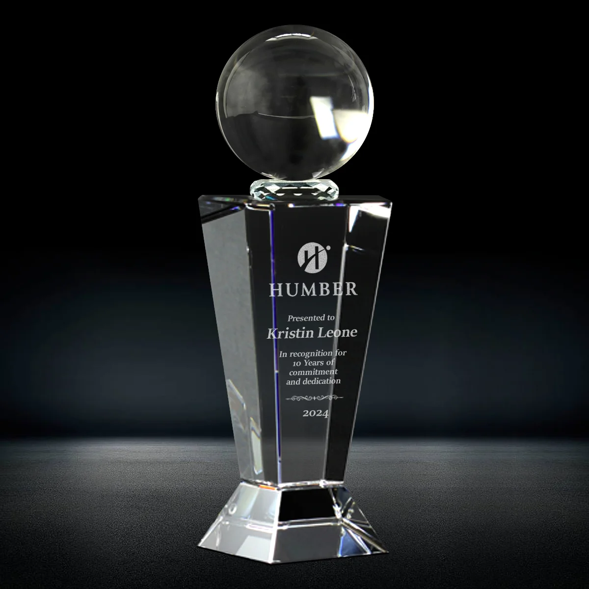 clear sphere crystal trophy award