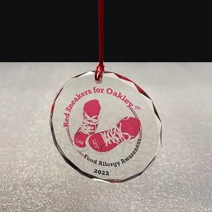 color logo printed crystal round ornament