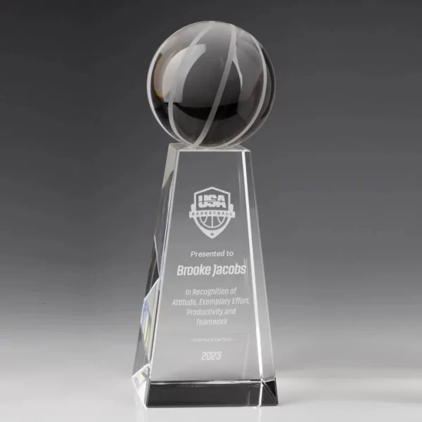 crystal basketball trophy award